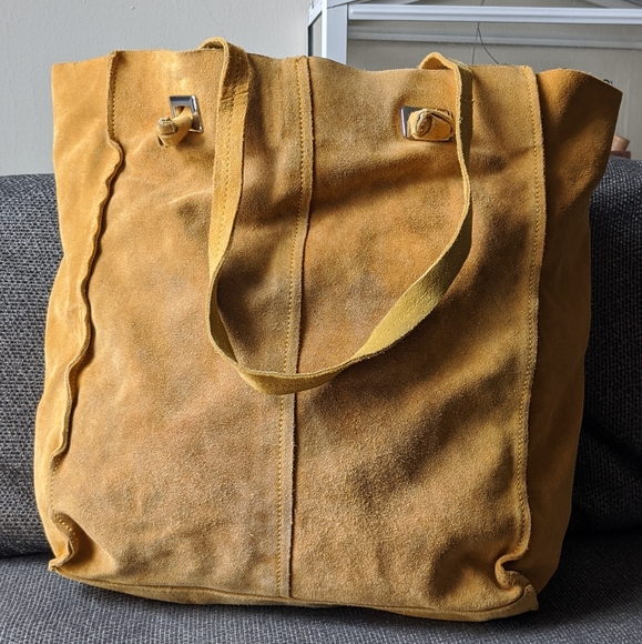 Zara Bags Summer Yellow Genuine Leather Suede Tote Zara Poshmark
